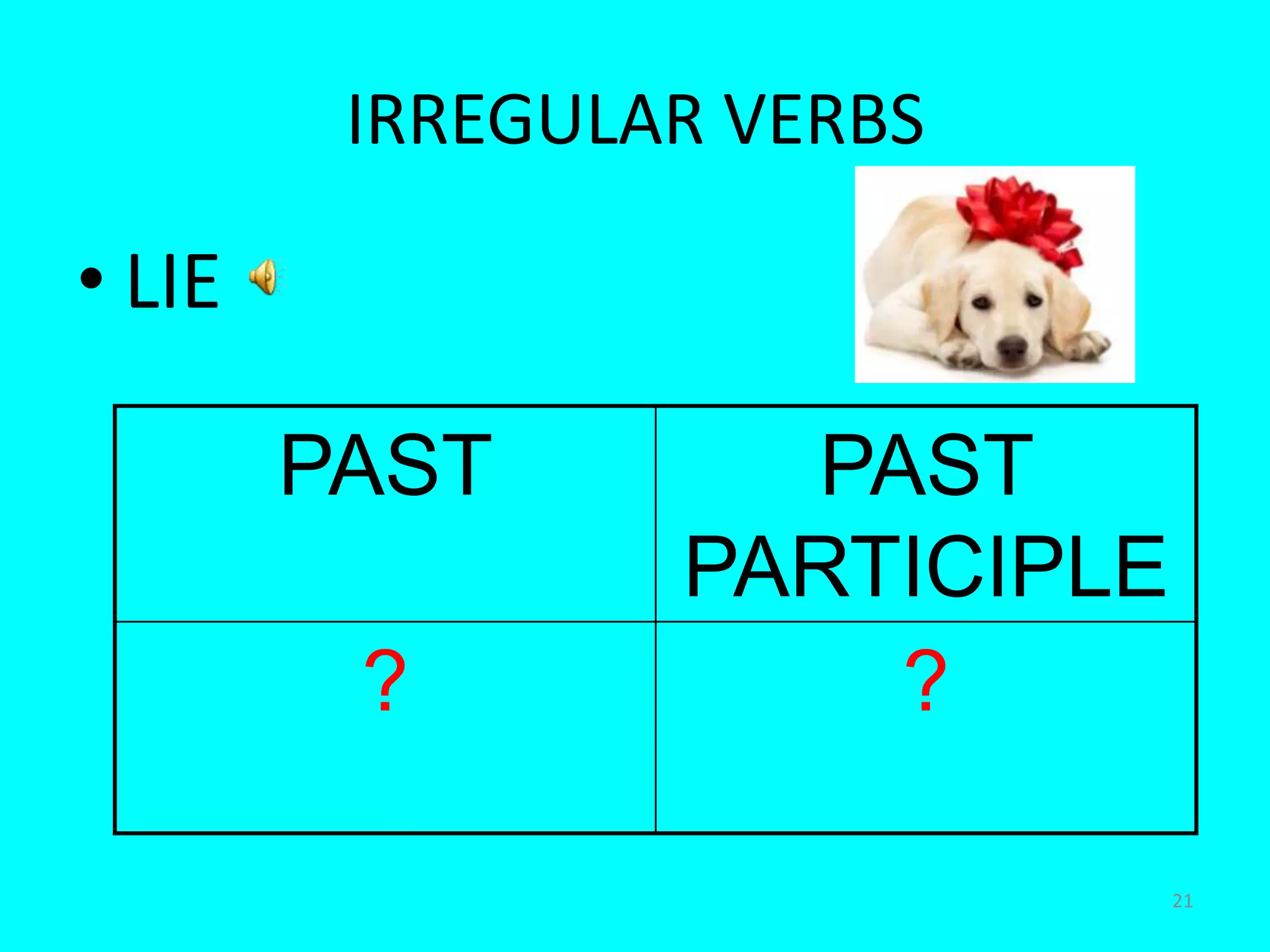 21IRREGULAR VERBSLIE
