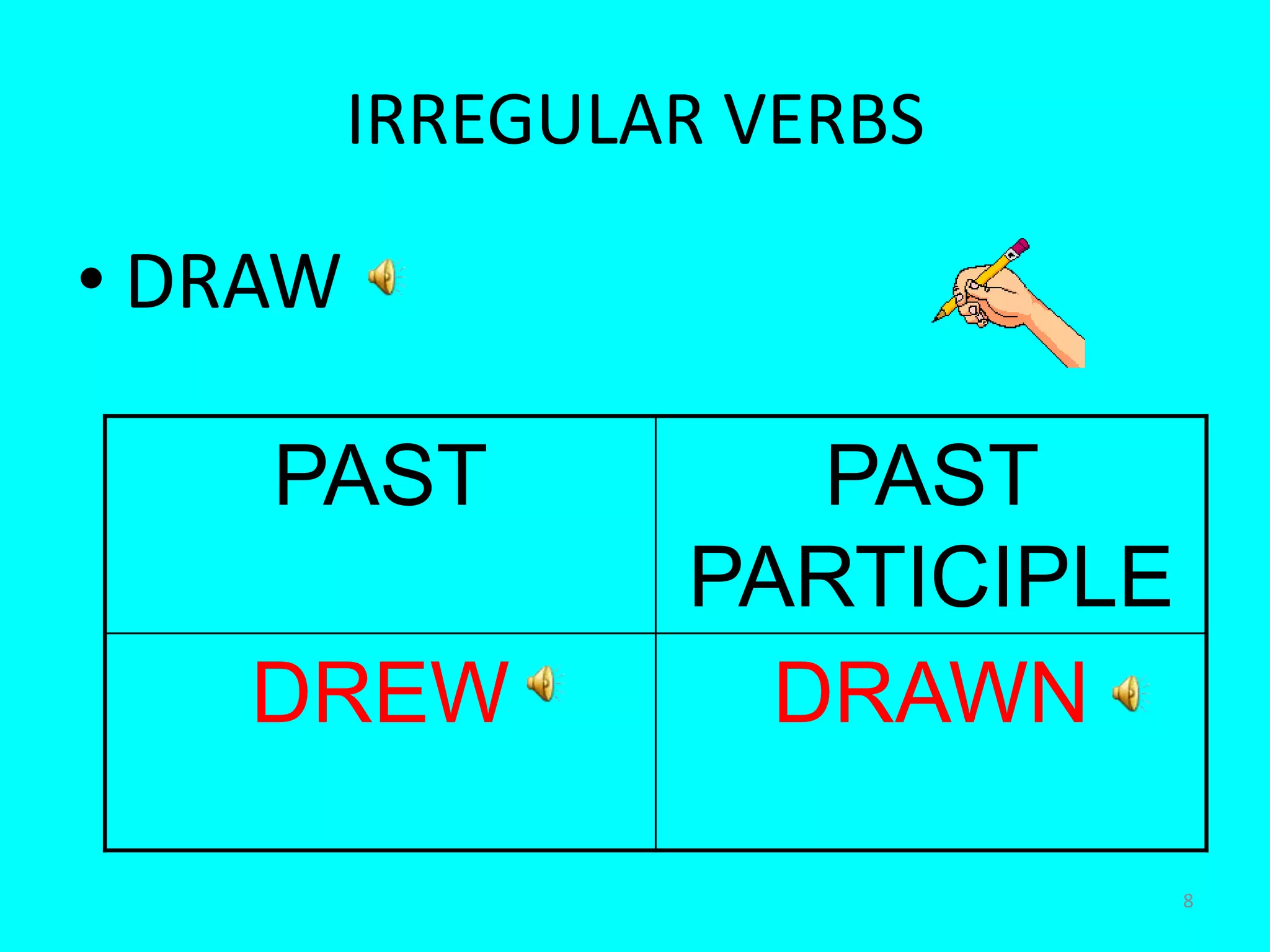 8IRREGULAR VERBSDRAW