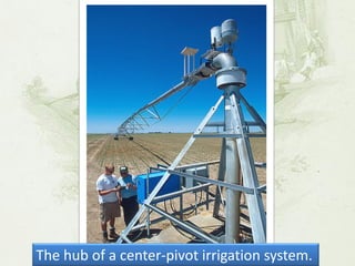 The hub of a center-pivot irrigation system.  
