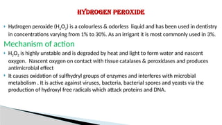 H2o2 Irrigant role of irrigation in endodontics & recent advances | PPTX
