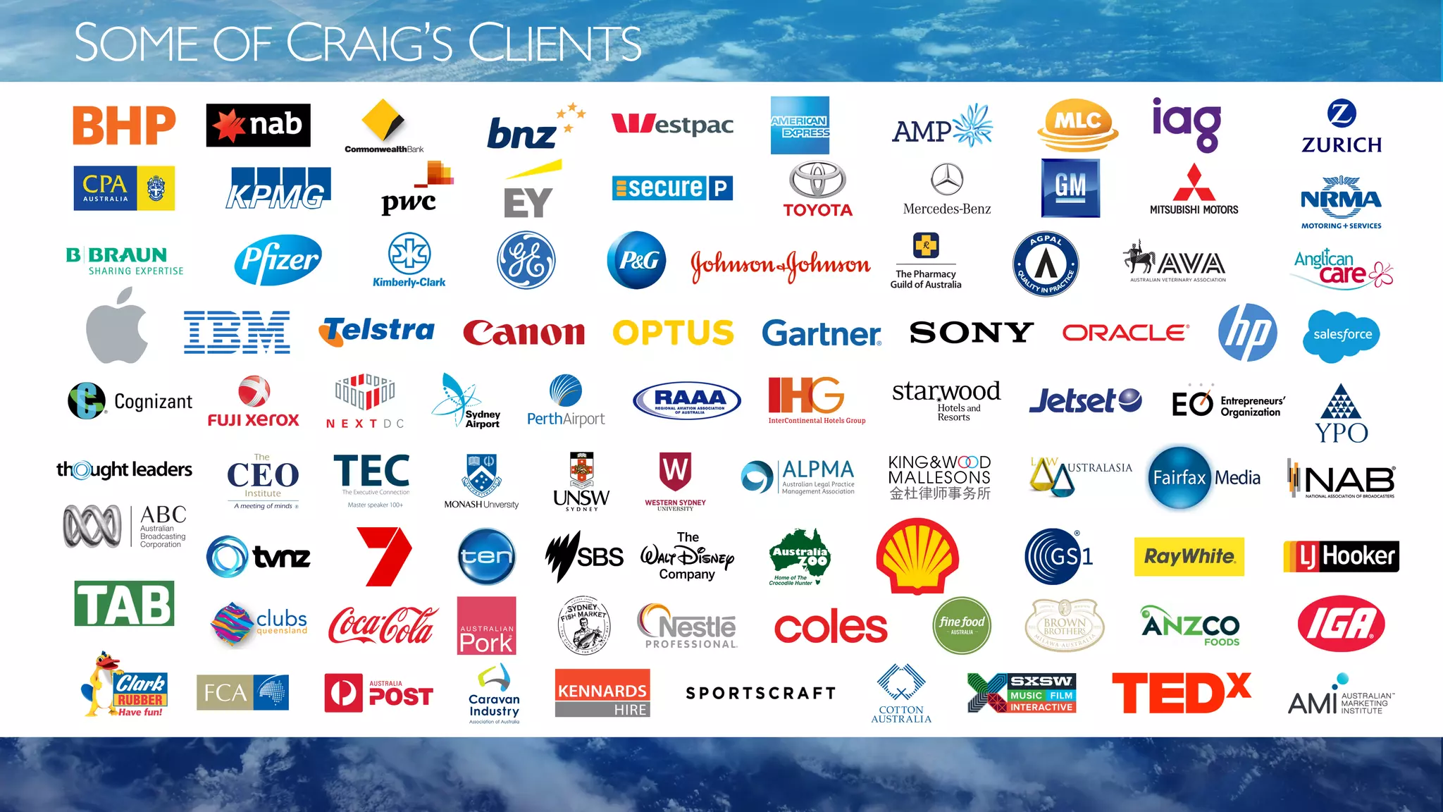 SOME OF CRAIG’S CLIENTS