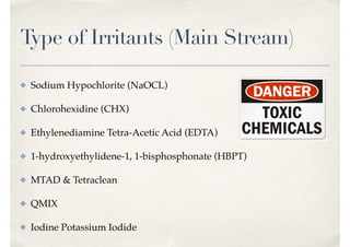 Sodium Hypochlorite
✤ Mode of action:
✤ Solvent: Released chlorine
combines with amino acids
toe form Chloramine with
inhi...