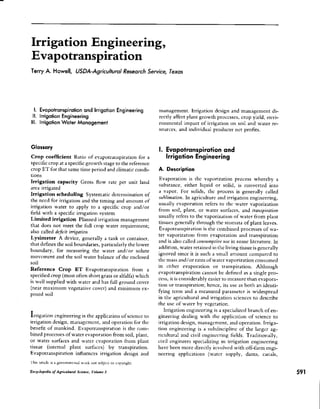 Irrigation engineering, evapotranspiration