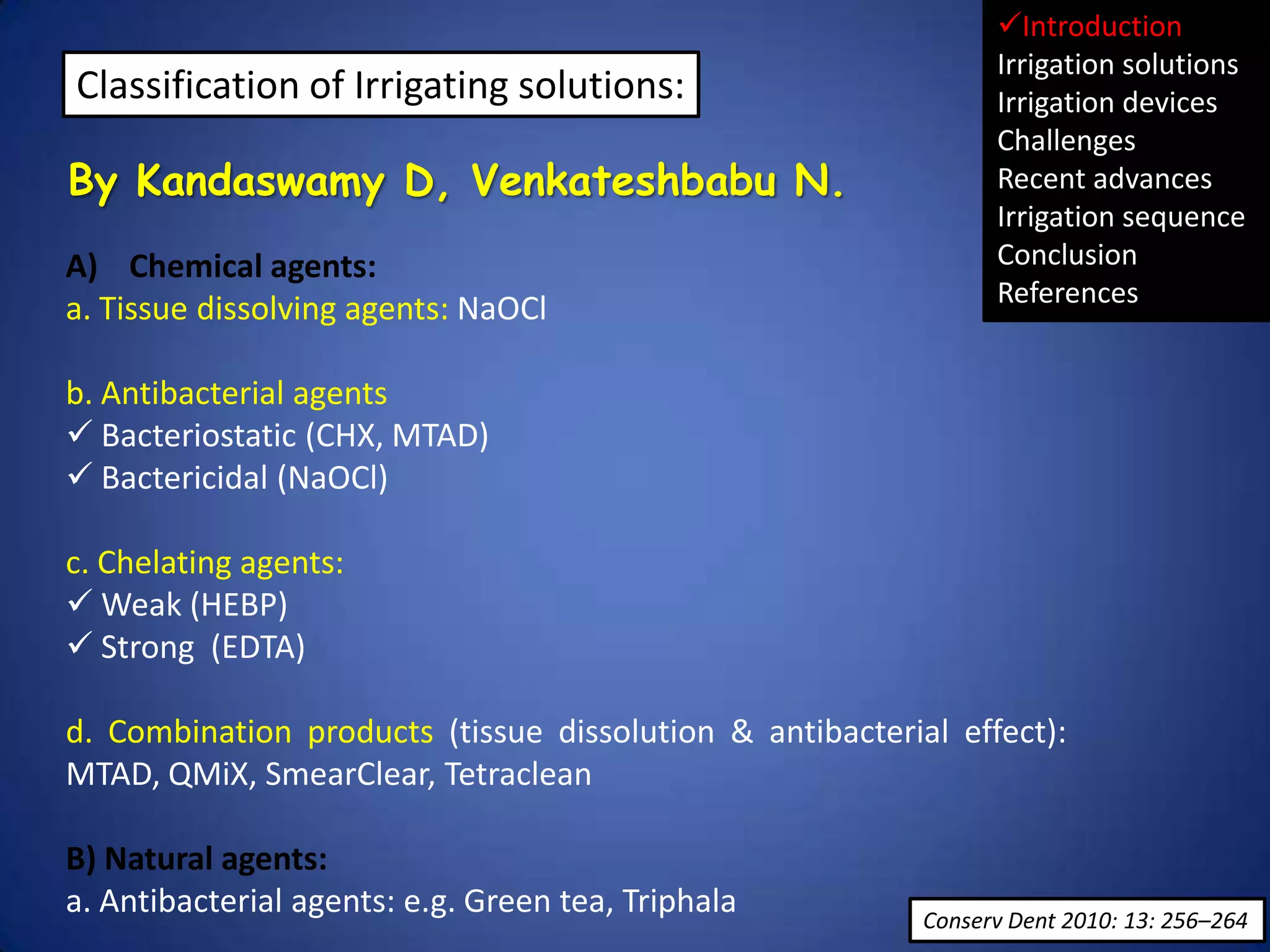 Irrigation in endodontics | PPTX