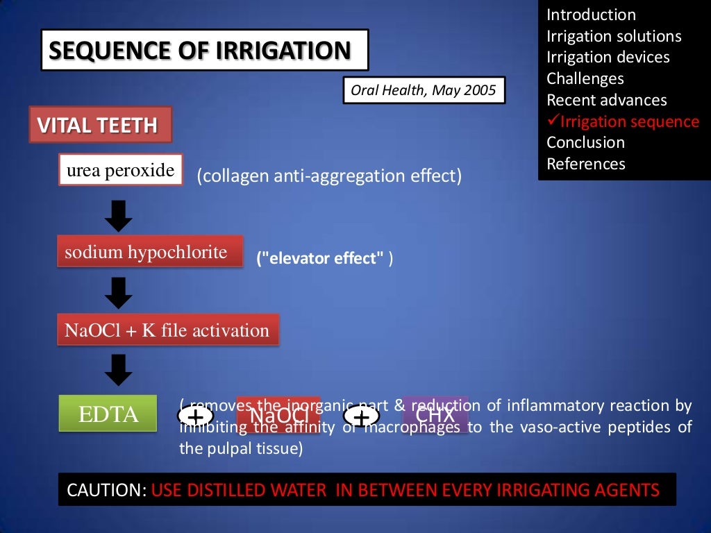 Irrigation in endodontics