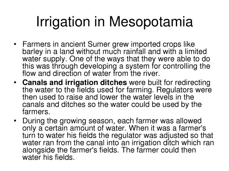 mesopotamian irrigation system how an irrigation system works
