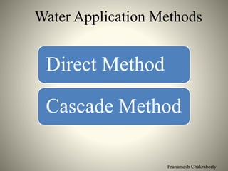 Pranamesh Chakraborty
Water Application Methods
Direct Method
Cascade Method
 