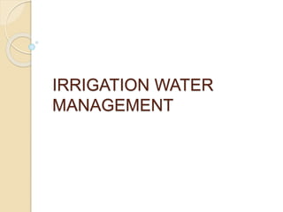 IRRIGATION WATER
MANAGEMENT
 