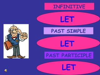 INFINITIVE PAST SIMPLE PAST PARTICIPLE LET LET LET 