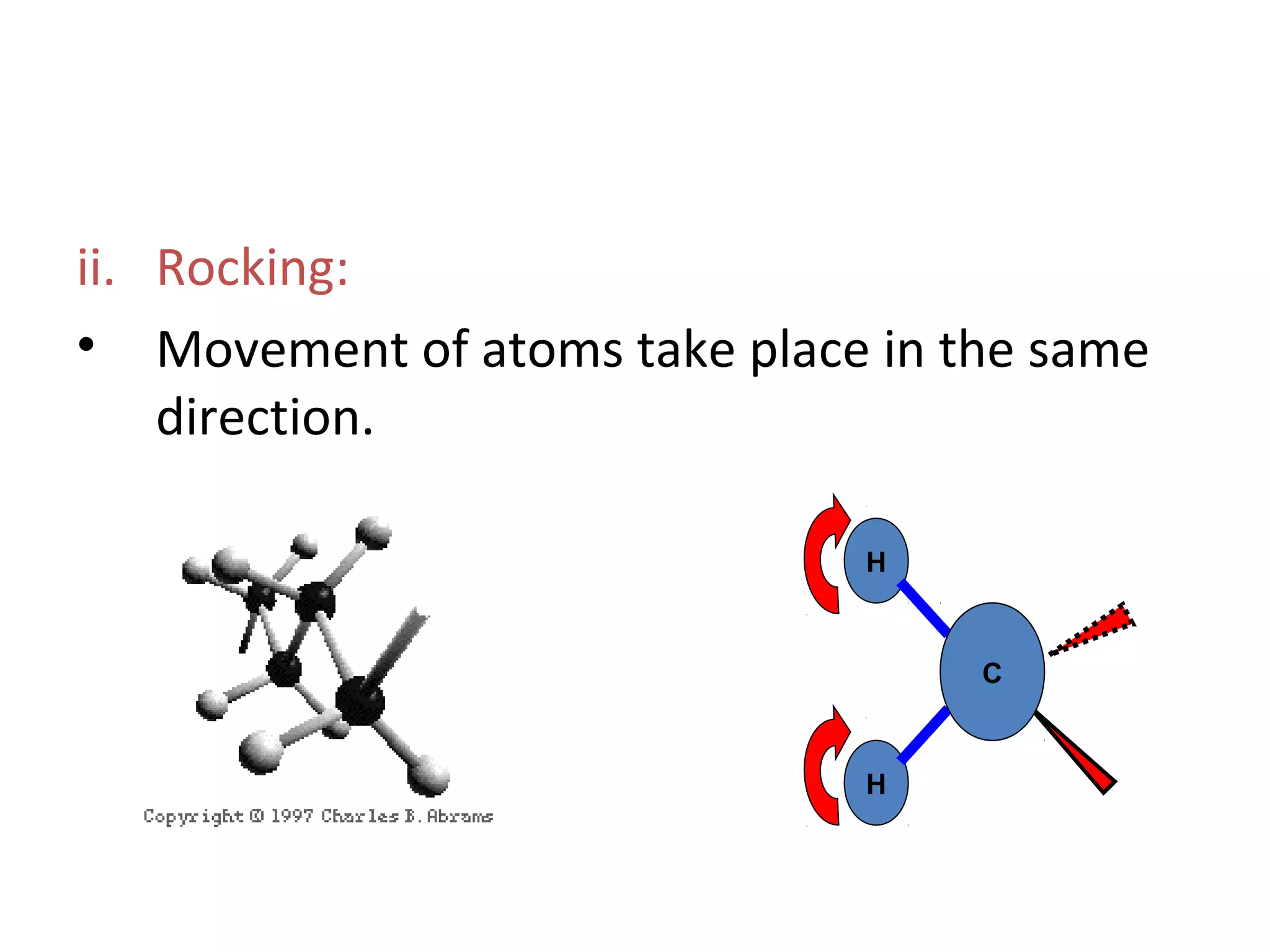 ii. Rocking:
• Movement of atoms take place in the same
direction.
H
H
CC
 