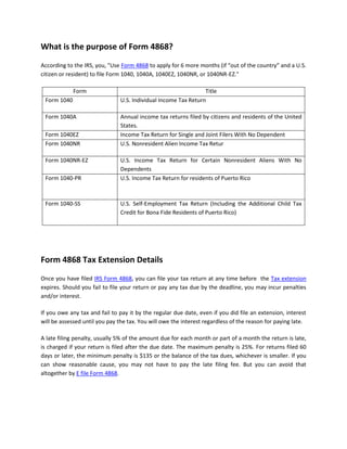 Irs tax extension form 4868 | PDF