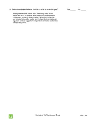 Worker Classification Principal Questionnaire Form.pdf IRS Worker Classification | PDF