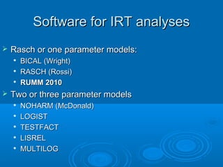 Item Response Theory (IRT) | PPT