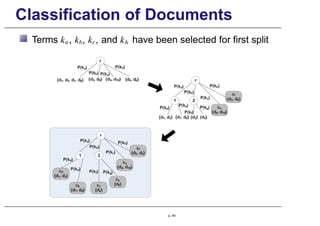 Classification of Documents
Terms ka, kb, kc, and kh have been selected for first split
p. 49
 