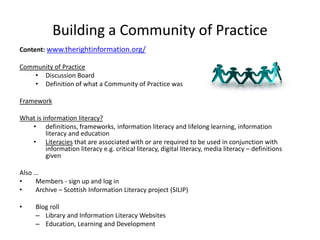 Developing and running a National Information Literacy Community of Practice on a shoestring - Christine Irving