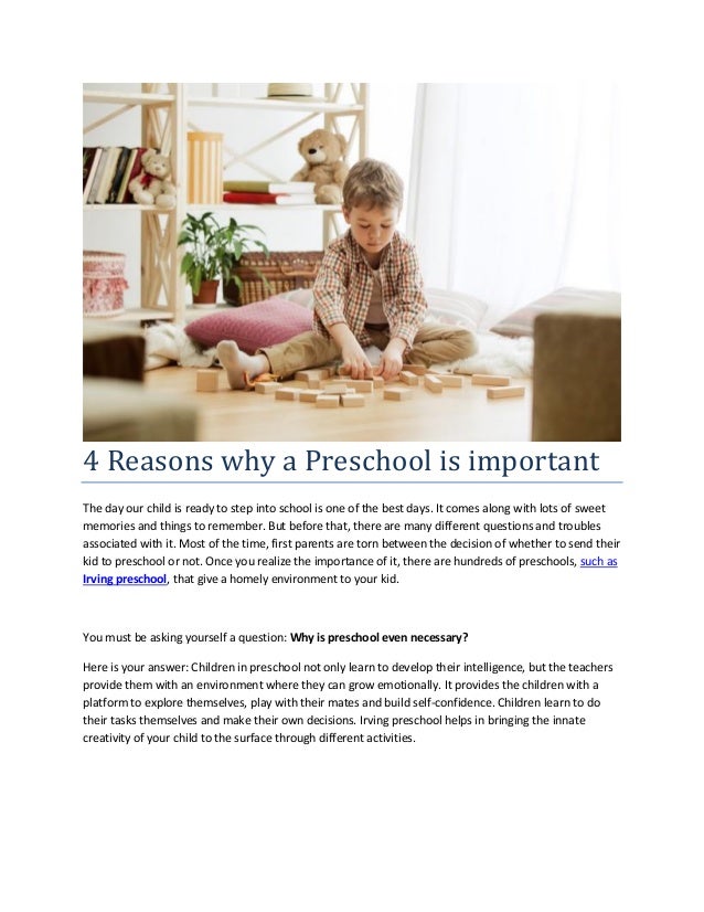 4 Reasons why a Preschool is important