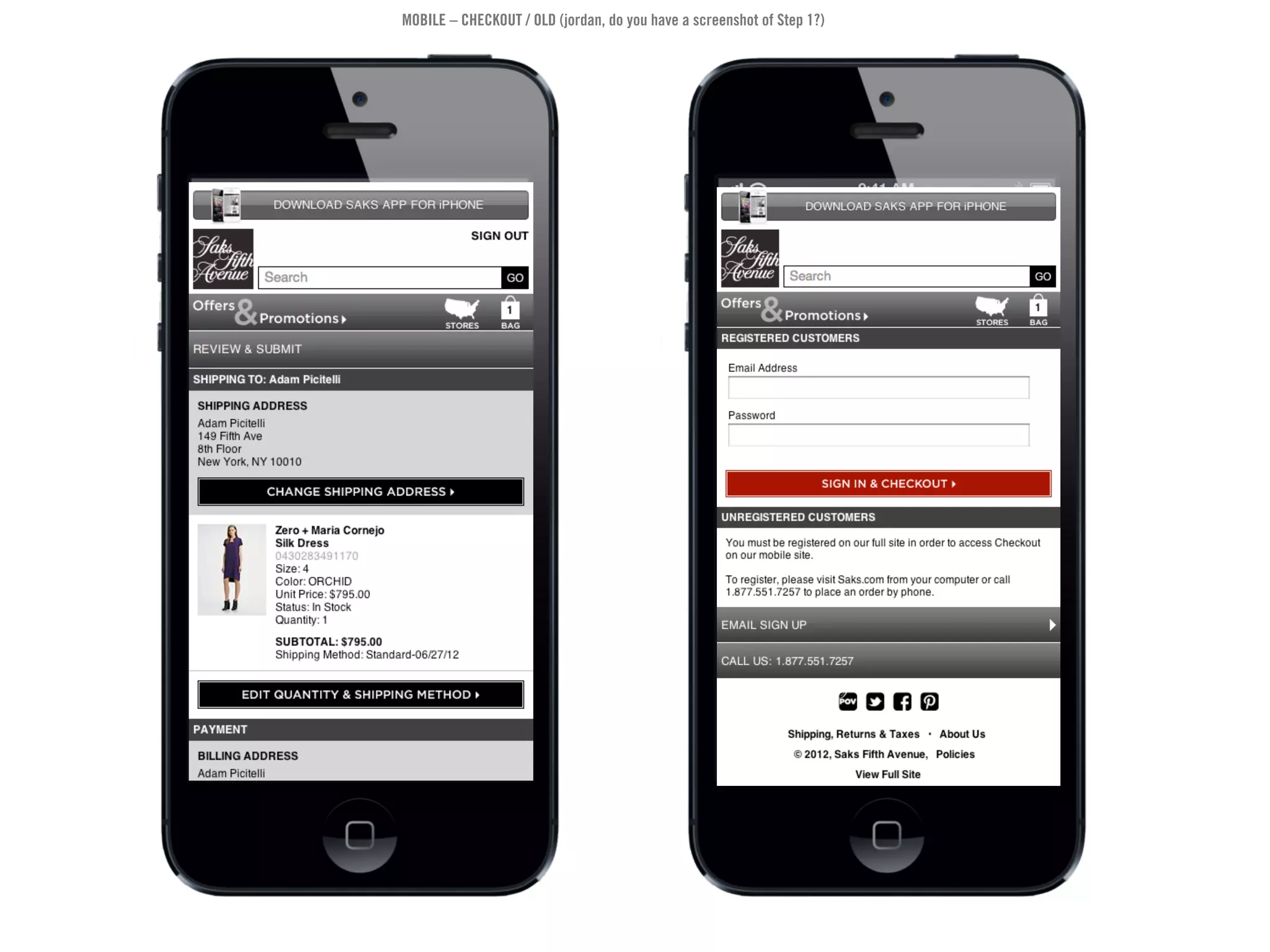 MOBILE – CHECKOUT / OLD (jordan, do you have a screenshot of Step 1?)
 