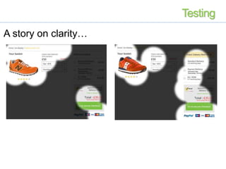 A story on clarity…
Testing
 