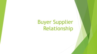 Buyer Supplier
Relationship
 