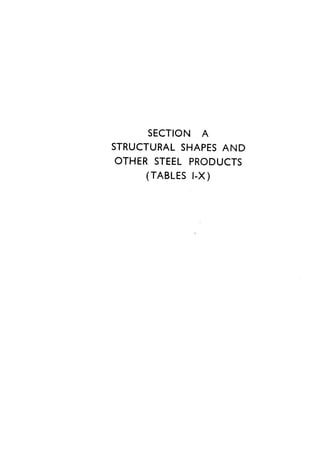 SECTION A
STRUCTURAL SHAPES AND
OTHER STEEL PRODUCTS
(TABLES I-X)
 