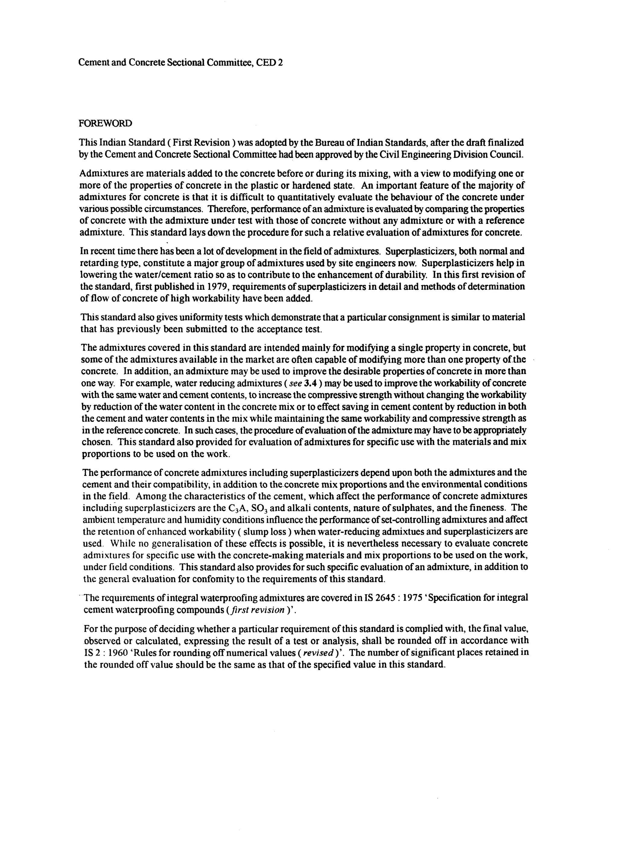 IS 9103 1999 Code for specification of admixtures mainly for chemical ...