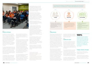 Nuestro enfoque
No toleramos ninguna forma de
discriminación, acoso o agresión
física, ni tampoco de trabajo infantil,
forzoso u obligatorio en nuestro
lugar de trabajo. Buscamos reflejar
en nuestra fuerza laboral la diversi-
dad de las comunidades en las que
desarrollamos nuestra actividad.
Respetamos los derechos de
nuestros empleados y contratistas,
entre ellos, el derecho a la libertad
de asociación y a la negociación
colectiva.
En todas nuestras operaciones, nos
aseguramos de no ser cómplices de
la violación a los derechos humanos,
así como de respetar las normas
internacionales en vigor. Para ello,
disponemos de mecanismos para la
formulación de quejas de nuestros
grupos de interés.
La operación minera puede tener
un potencial impacto en los dere-
chos de la fuerza laboral o en las
comunidades aledañas. Conocemos
nuestro deber de brindar soluciones
justas a quienes hayan sido afecta-
dos por la operación. Asimismo,
buscamos seguir fortaleciendo los
mecanismos para atender los
reclamos de manera justa y trans-
parente.
Nuestro compromiso por el respeto
a los derechos humanos se encuen-
tra desarrollado en el Código de
Conducta1
y en la política sobre
Derechos Humanos2
del Grupo
Glencore, que fue delineada de
acuerdo con la Declaración Univer-
sal de Derechos Humanos, los
convenios fundamentales sobre
normas de trabajo de la Organiza-
ción Internacional del Trabajo (OIT),
los Principios del Ecuador y los
Principios Rectores de la las Nacio-
nes Unidas sobre Empresas y
Derechos Humanos.
Tal como se describe en el Código
de Conducta, defendemos la
dignidad, las libertades fundamen-
tales y los derechos humanos de
nuestros empleados, contratistas y
comunidades donde vivimos y
trabajamos, así como de otras
personas afectadas por nuestras
actividades. Nos aseguramos de
que los impactos en términos de
derechos humanos estén incorpora-
dos en nuestros procesos internos
de evaluación de riesgos.
No toleramos ningún tipo de
discriminación, acoso o agresión
física en el lugar de trabajo, ni
ninguna forma de trabajo infantil,
forzado u obligatorio. En referencia
a la diversidad de las comunidades
donde operamos, procuramos
reflejarla en nuestra fuerza laboral.
Respetamos los derechos de
nuestros empleados y contratistas,
incluidas la libertad de asociación y
la negociación colectiva.
En todas nuestras instalaciones,
independientemente de la ubica-
ción o funciones, esperamos que
nuestros empleados no sean
cómplices de la violación de los
derechos humanos y que respalden
las normas internacionales perti-
nentes. Utilizamos mecanismos de
reclamos que también están
disponibles para nuestros grupos de
interés3
.
Los potenciales incidentes vincula-
dos con los derechos humanos,
incluidos reclamos o agravios se
reportan al Comité de Salud,
Seguridad, Medio Ambiente y
Comunidades (HSEC, por su sigla en
inglés), el cual analiza el caso y toma
acciones correctivas.
Minera Alumbrera no ha recibido
reclamos en relación con los dere-
chos humanos a través de mecanis-
mos formales de quejas ni de otros
canales.
Capacitación
Resulta esencial que garanticemos
la seguridad de nuestra gente y
de nuestros bienes. Reconocemos
el potencial de riesgos a los dere-
chos humanos relacionados con la
aplicación de la seguridad, especial-
mente en ambientes conflictivos.
Por eso, los procedimientos están
alineados con los Principios Volun-
tarios de Seguridad y Derechos Hu-
manos4
, avalados por evaluaciones
de riesgo y mecanismos de notifica-
ción de incidentes, así como por la
capacitación de nuestro personal de
seguridad y contratistas.
100% del personal de Seguridad
Patrimonial está capacitado en
materia de Derechos Humanos.
Tanto empleados como contratistas
del área han completado el curso
en 2017, el cual fue dictado por la
escuela de oficiales de la Policía de
Catamarca. Los temas del curso
incluyen el origen del concepto,
la Constitución, la igualdad de
derechos, nociones de Derecho
Internacional, de Derecho Procesal
Penal, los principios que rigen en
las relaciones laborales, los pueblos
originarios, además de los deberes
del personal de vigilancia, sus prohi-
biciones y facultades.
Cadena de valor
En todos los contratos de compra
entre Minera Alumbrera y los con-
tratistas que realizan sus trabajos
en el yacimiento se incluyen tér-
minos y condiciones relativos a su
compromiso en la presentación de
evidencia respecto del trato con sus
empleados.
En Alumbrera se verifica que el con-
tratista pague el salario en tiempo
y forma y por montos correctos, al
igual que las cargas sociales y la ART,
que los empleados no excedan las
horas de trabajo permitidas, y que se
brinde entrenamiento en seguridad.
En cuanto a reportes de terceros o
contratistas investigados en materia
de derechos humanos no hemos
recibido ninguno durante 2017.
Trabajo infantil y forzado
No avalamos el trabajo infantil,
forzado o esclavo en ninguna de
nuestras operaciones.
Cumplimos las normas locales en
relación con la edad de los emplea-
dos que contratamos. En 2017, el
empleado más joven tenía 21 años.
En Minera Alumbrera consideramos que estos son los princi-
pales temas a considerar en materia de derechos humanos:
Trabajo Seguridad Comunidades
▶	Derecho de nuestros empleados y
	 contratistas a recibir una remuneración
	 justa, e igual salario para igual trabajo
▶ 	Libertad de asociación
▶ 	Entorno de trabajo seguro y saludable
▶ 	Espacio de trabajo libre de
	discriminación
▶	La acción de los proveedores de servi-
	 cios de seguridad que protegen a los
	 empleados y los activos de la empresa
▶ 	La acción de las fuerzas de seguridad
	 pública que operan en nuestra
	 área de influencia en el ejercicio de
	 sus labores
▶	 El impacto que pueden ejercer
	 nuestras operaciones en las
	comunidades
▶ 	La llegada de trabajadores inmigrantes
▶ 	El impacto sobre recursos sensibles
	culturalmente
▶ 	El acceso a recursos y beneficios
	económicos
1 http://www.alumbrera.com.ar/files/
alumbrera-codigo-de-conducta.pdf
2 http://www.glencore.com/assets/who-we-are/doc/
Human-Rights-Policy-2015-Sp.pdf
3 Más información en el capítulo “Compromiso
con el Desarrollo sostenible”.
4 Iniciativa de diálogo internacional tripartito entre
los gobiernos, las empresas extractivas y la sociedad
civil, que guía a las empresas para mantener la
seguridad de sus operaciones bajo un marco que
garantice el respeto por los derechos humanos y las
libertados fundamentales. Glencore se unió a esta
iniciativa en marzo de 2015.
del personal de seguri-
dad fue capacitado en
políticas de la organiza-
ción sobre aspectos de
derechos humanos in-
herentes a la operación
minera, el Código de
Conducta y la Política
de Acoso.
100%
El promedio de capacitación por empleado fue de 29 horas al año.
ODS 8 ODS 4
ODS 8
36 37Minera Alumbrera • Informe de Sostenibilidad 2017Minera Alumbrera • Informe de Sostenibilidad 2017
	 Manejo de la sustentabilidad 	 Los temas relevantes del negocio 	 Sobre este informe
 