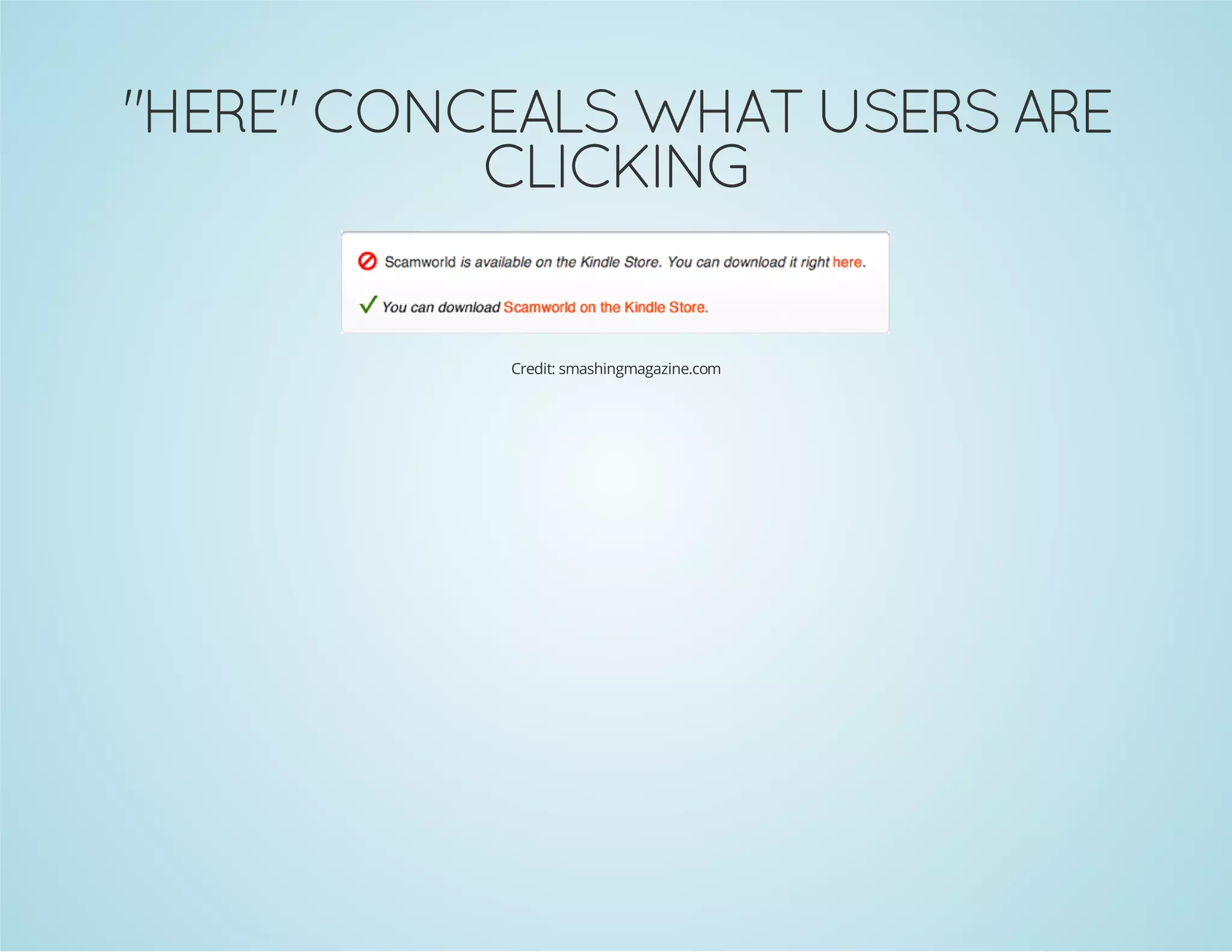 Credit: smashingmagazine.com

GNIKCILC
ERA SRESU TAHW SLAECNOC "EREH"

 