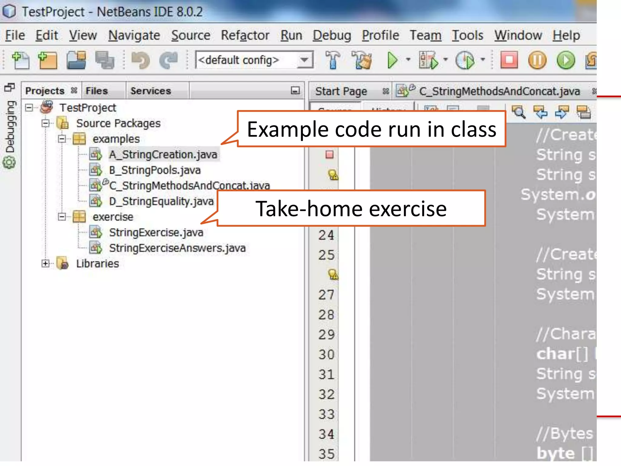61
Example code run in class
Take-home exercise
 