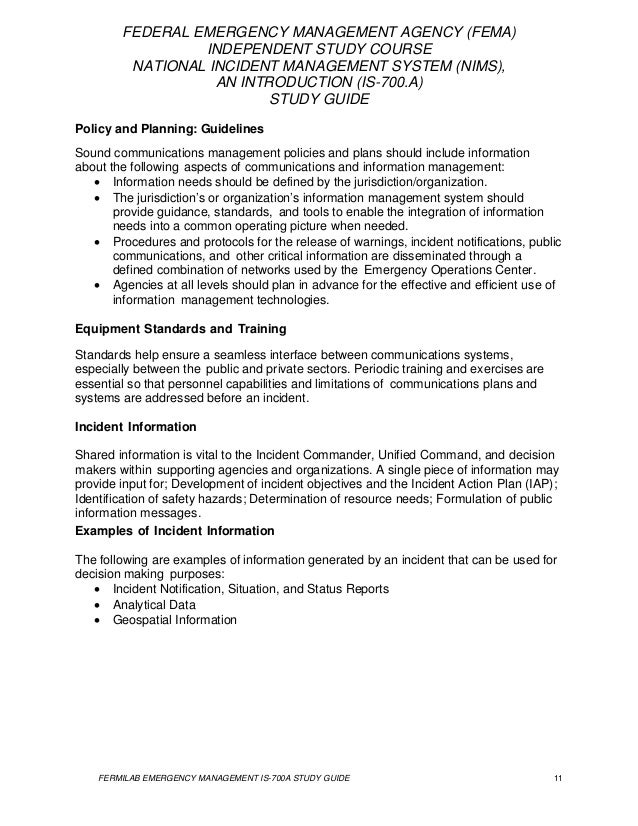 fema isc national incident management systems study guide national incident management situation report