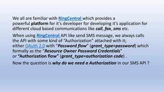 Is authorization always needed for sms messages in ringcentral-api