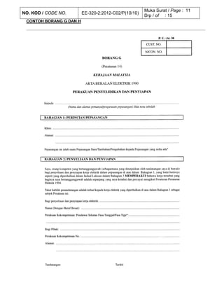 NO. KOD / CODE NO. EE-320-2:2012-C02/P(10/10)
Muka Surat / Page : 11
Drp / of : 15
CONTOH BORANG G DAN H
 