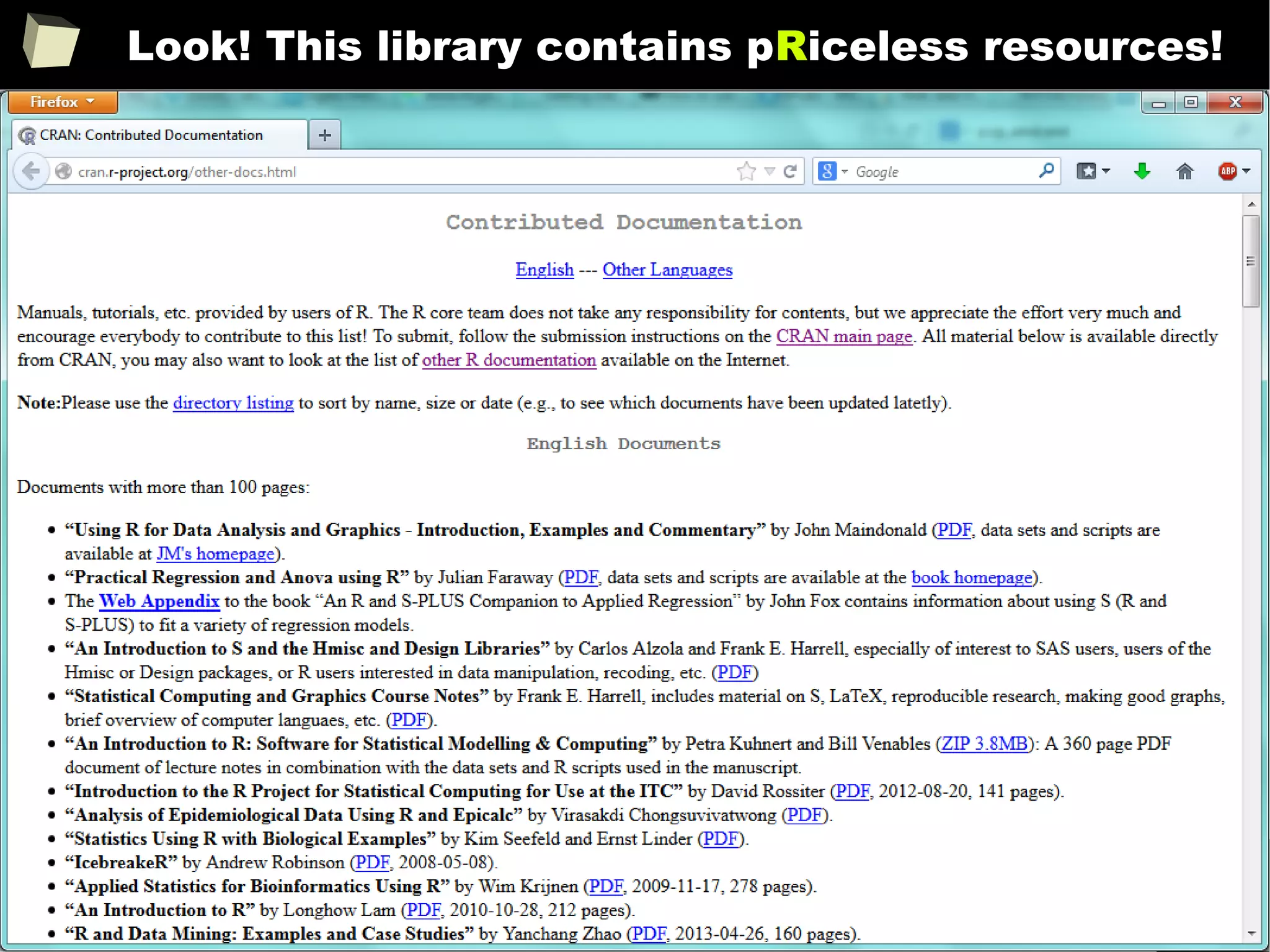 104
Look! This library contains pRiceless resources!
 