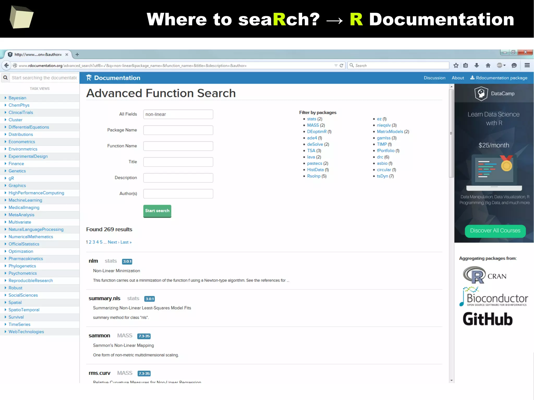 109
Where to seaRch? → R Documentation
 
