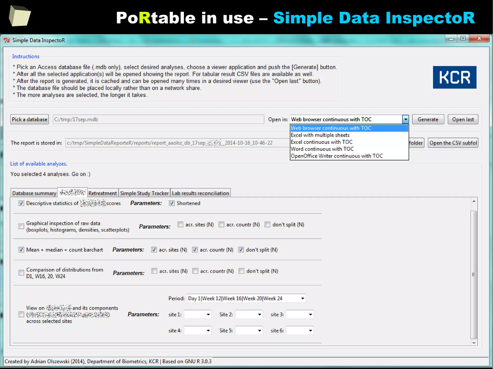 197
PoRtable in use – Simple Data InspectoR
 