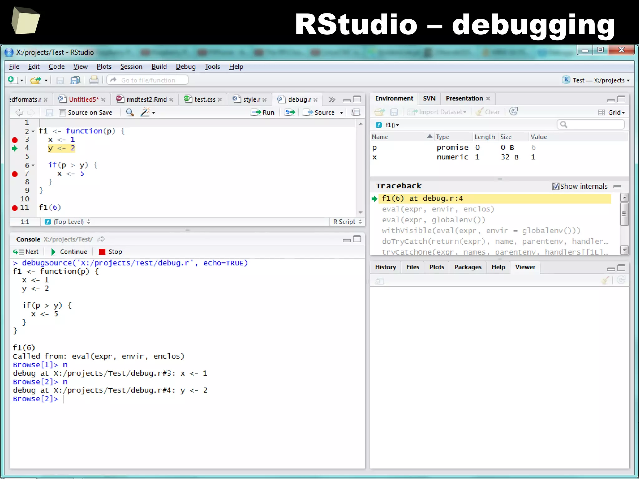 298
RStudio – debugging
 