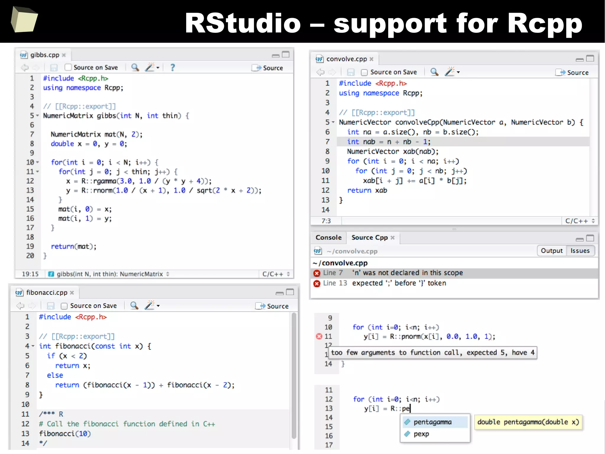 304
RStudio – support for Rcpp
 