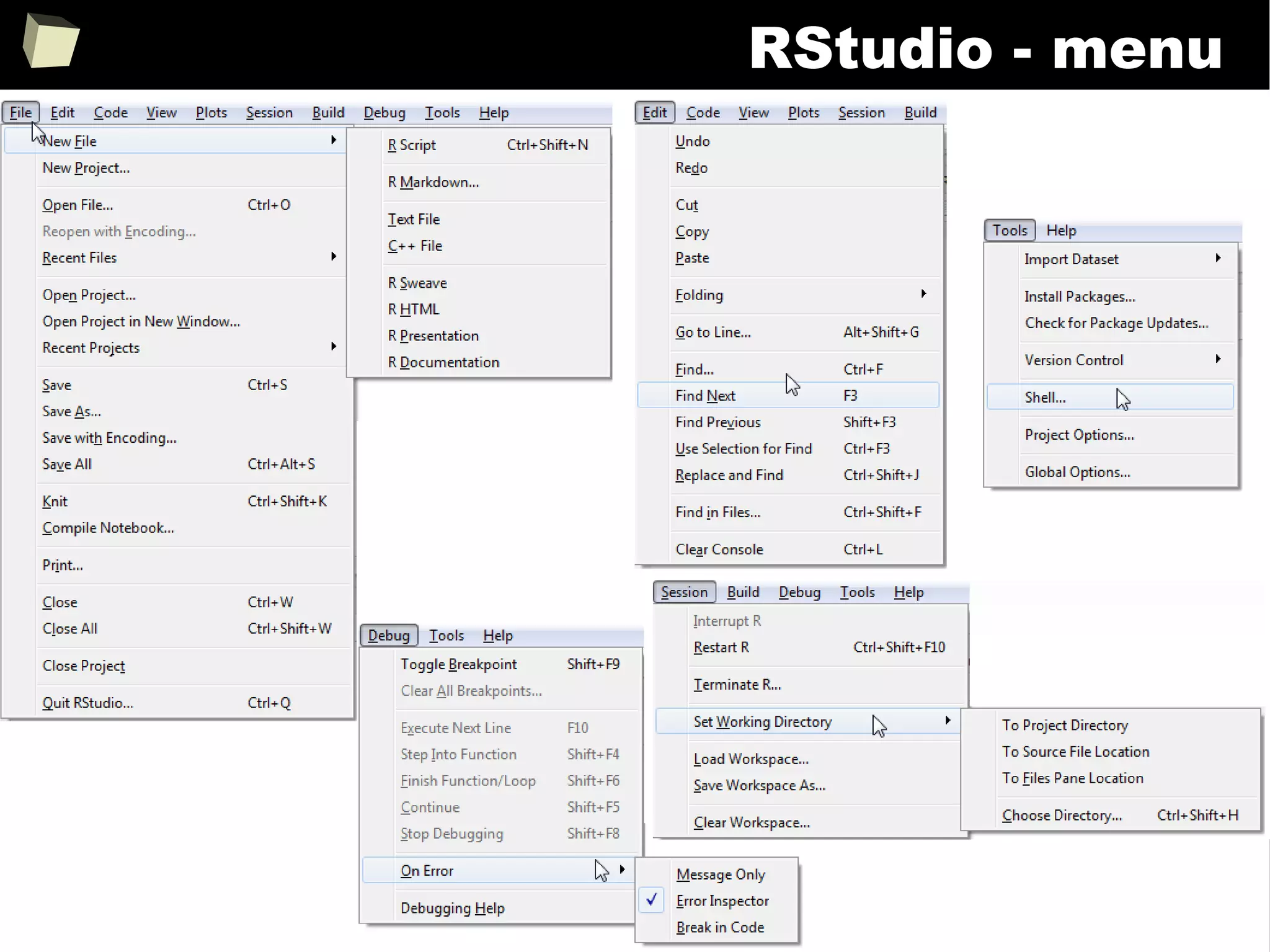 305
RStudio - menu
 