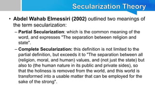 • Organizational Secularization - religious
transformation can take place within
religious organizations, and certain
proc...