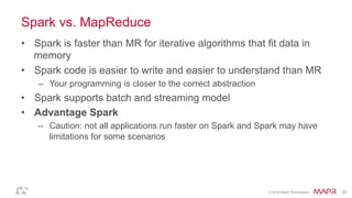 ®
© 2016 MapR Technologies 22
Is replacing ?
Is replacing MapReduce?
Quite possibly….with time...with caveats
 
