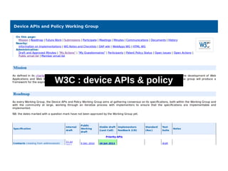 W3C : device APIs & policy
 