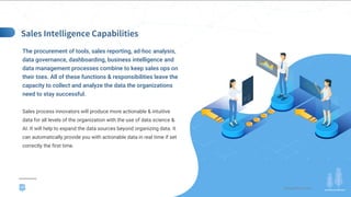 demandfarm.com
The procurement of tools, sales reporting, ad-hoc analysis,
data governance, dashboarding, business intelligence and
data management processes combine to keep sales ops on
their toes. All of these functions & responsibilities leave the
capacity to collect and analyze the data the organizations
need to stay successful.
Sales process innovators will produce more actionable & intuitive
data for all levels of the organization with the use of data science &
AI. It will help to expand the data sources beyond organizing data. It
can automatically provide you with actionable data in real time if set
correctly the first time.
LOREM45%
LOREM45%
LOREM45%
LOREM45%
LOREM45%
18
 