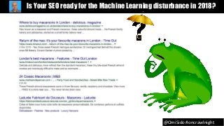 @OmiSido #oncrawlnight
Is Your SEO ready for the Machine Learning disturbance in 2018?
 
