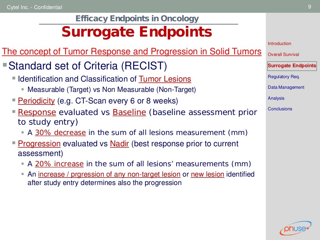 Efficacy endpoints in Oncology