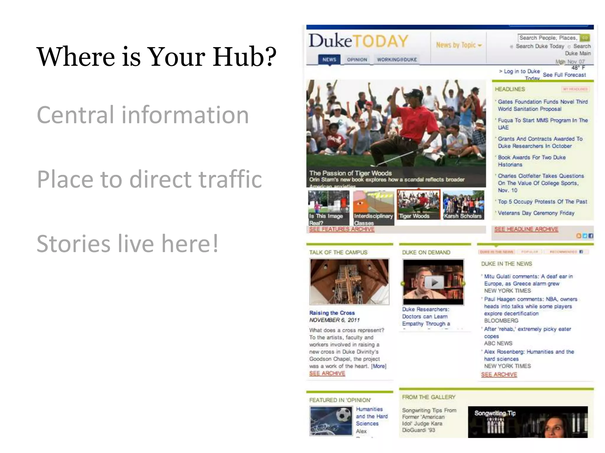 Where is Your Hub?

Central information

Place to direct traffic

Stories live here!
 