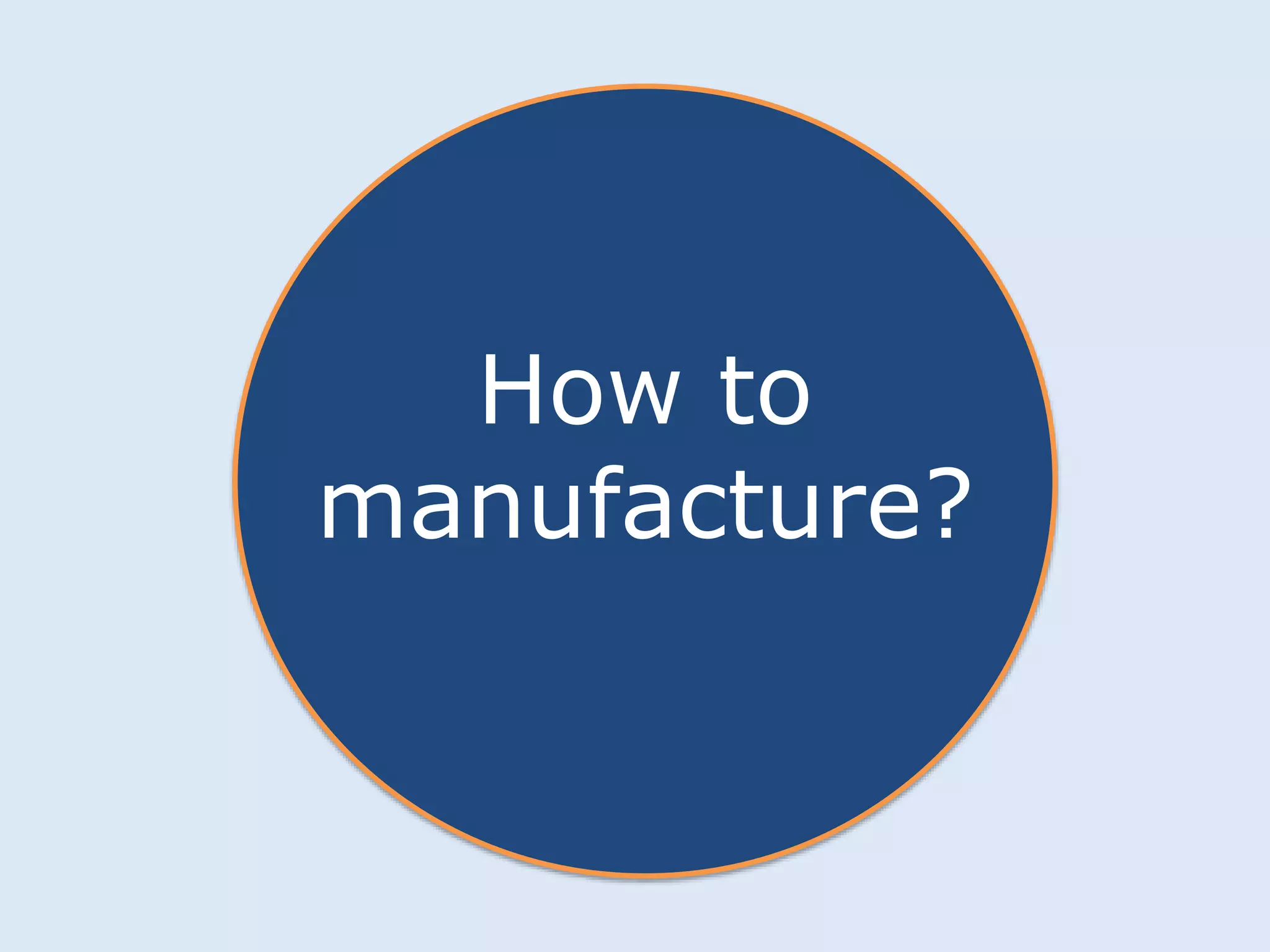 How to 
manufacture? 
 