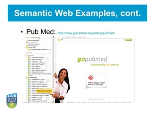 Semantic Web Examples, cont. Pub Med:  http://www.gopubmed.org/web/gopubmed/ 