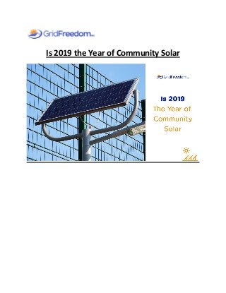 Is 2019 the Year of Community Solar
 