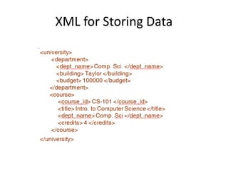 XML for Storing Data
 