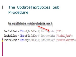The UpdateTextBoxes Sub
Procedure
 