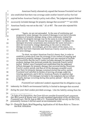 2014 09-12 plaintiff's reply brief re application of all-sums rule v. time-on-the-risk allocation